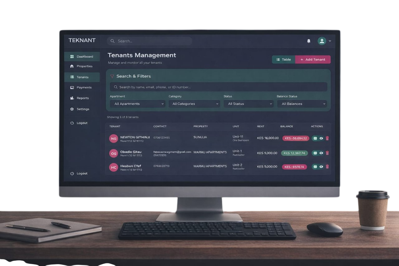 Tenant Management Dashboard - Manage all tenants, track payments, and monitor balances